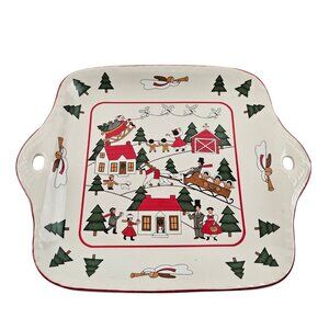 Masons Christmas Village Platter Ironstone England Marsten Mandrajji Handles